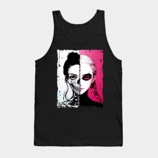 Skull Girl Bad Good Pink Split Tank Top